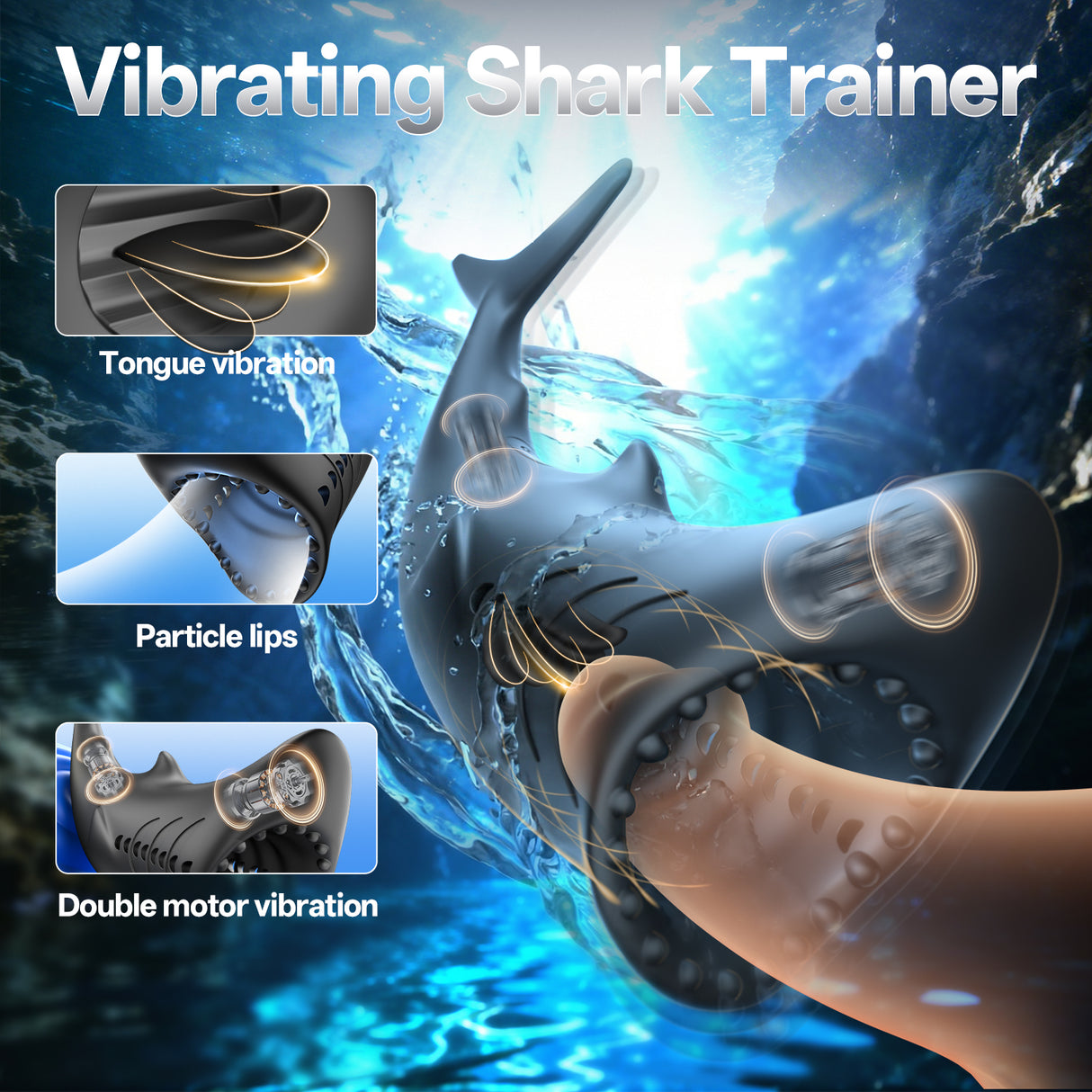 Vibrating Shark shaped Penis Enhancers Trainer Mens Masturbator app control