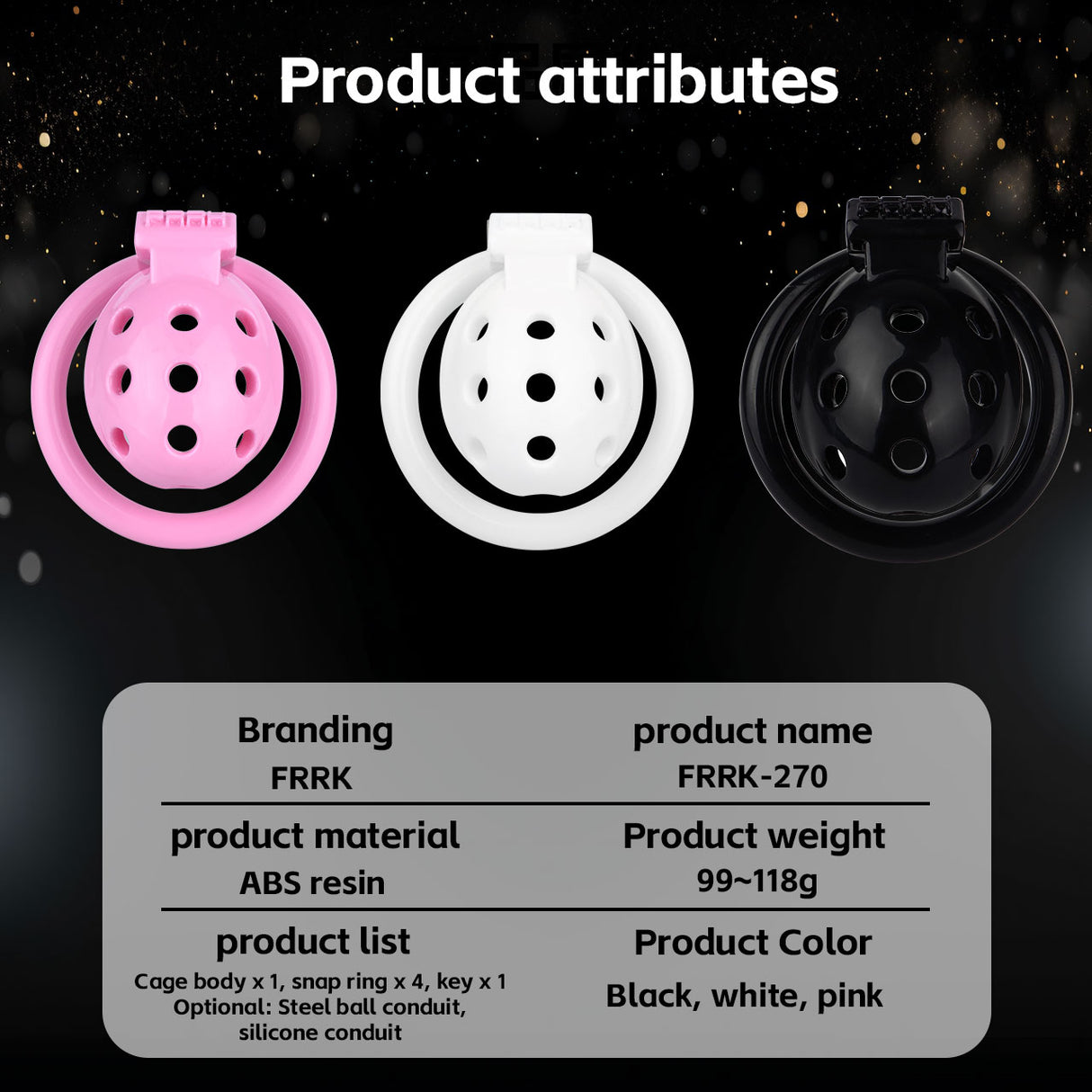 FAAK wearable ABS resin hollow chastity Cage with 4 rings.