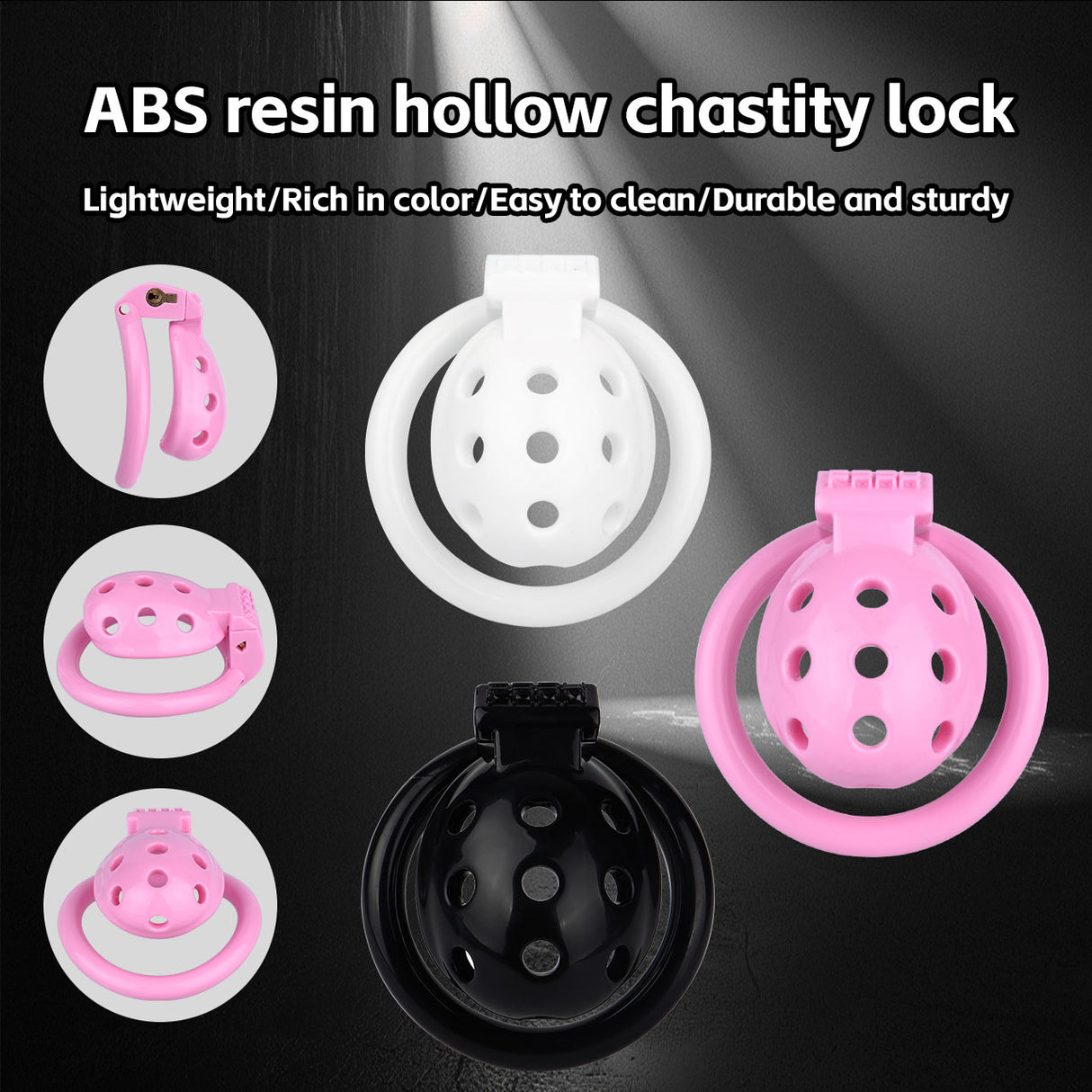 FAAK wearable ABS resin hollow chastity Cage with 4 rings.