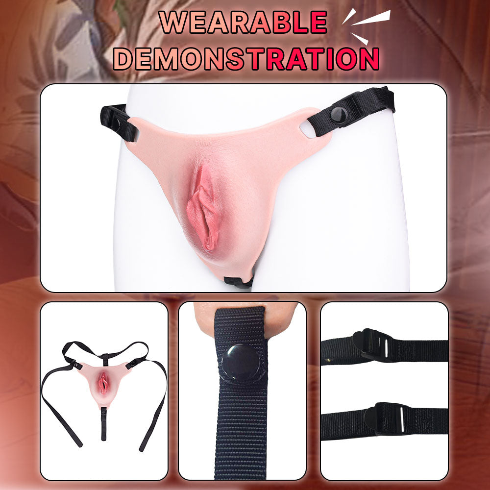 G1150 Fantasy Silicone Wearable Fake Vagina Realistic Pussy Panties Homosexual Couple Sex Toy