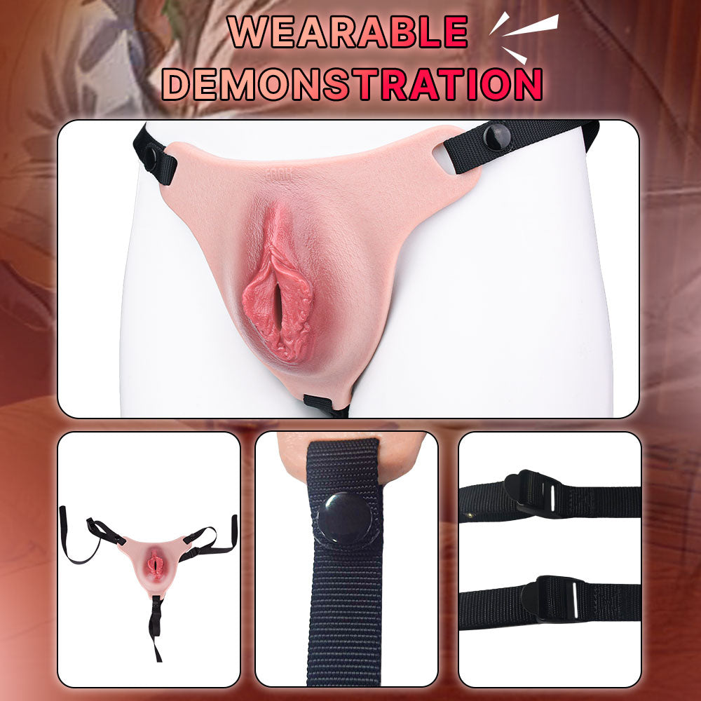 G1153 Fantasy Femboy Wearable Vagina Pants Flesh Like Realistic Silicone Sex Toy for Gay Lesbian