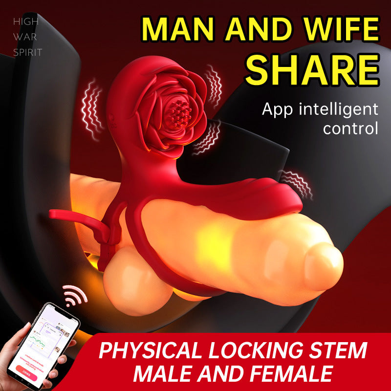 2024 new Rose Lock Ring Double Vibrator for Man with APP Control Adukt Rose sex Toys stimulator for couple