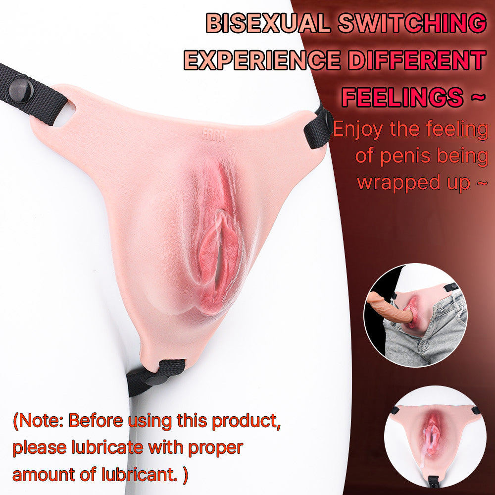 G1151Pink Silicone Strap On Fantasy Realistic Fake Vagina Exclusive Wearable Pussy Pants