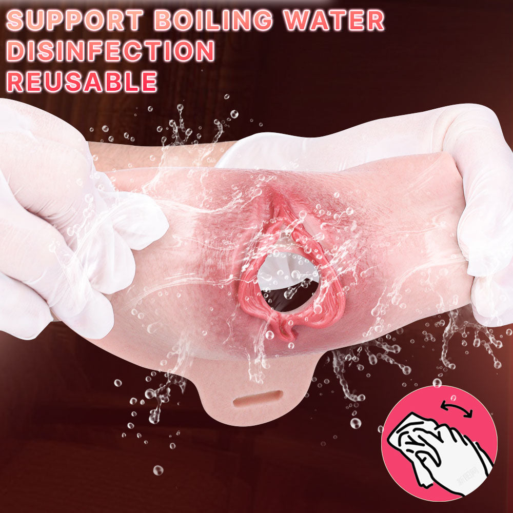 G1155Wearable Flesh Pink Silicone Fake Vagina Pussy Panty Femboy Strap On Sex Toy for Gay Lesbian