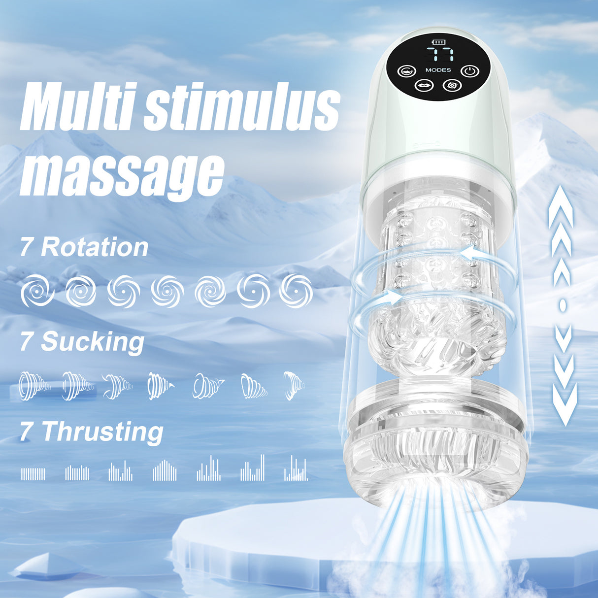 Male Masturbator Penis Pump With Upgrade 7 Thrusting Rotating Vibrating Sucking Licking Modes