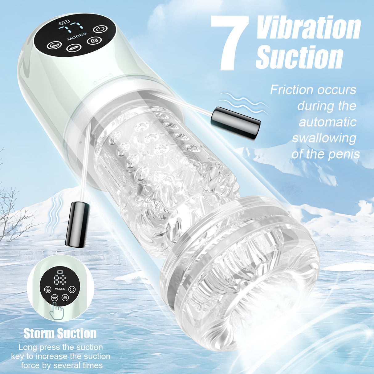 Male Masturbator Penis Pump With Upgrade 7 Thrusting Rotating Vibrating Sucking Licking Modes