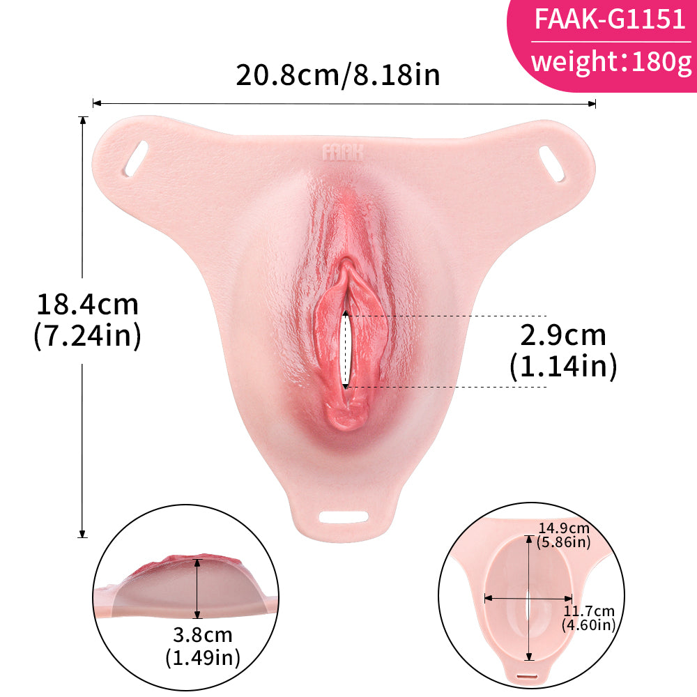 G1151Pink Silicone Strap On Fantasy Realistic Fake Vagina Exclusive Wearable Pussy Pants