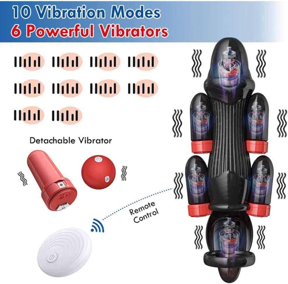 Penis Exerciser Glans Trainer with 6 Vibrators for Men Delay Enhance
