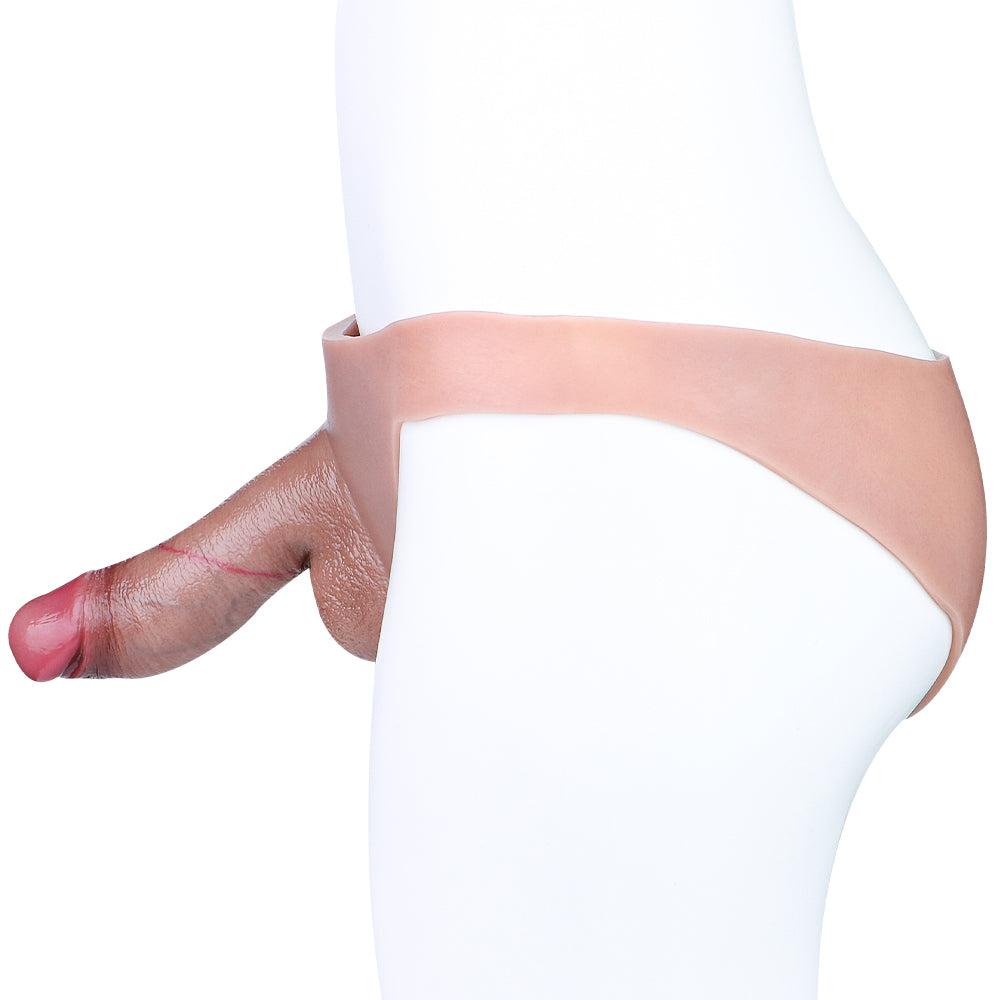 FAAK Wearing Realistic penis Leather pants Hollow panty Dildo