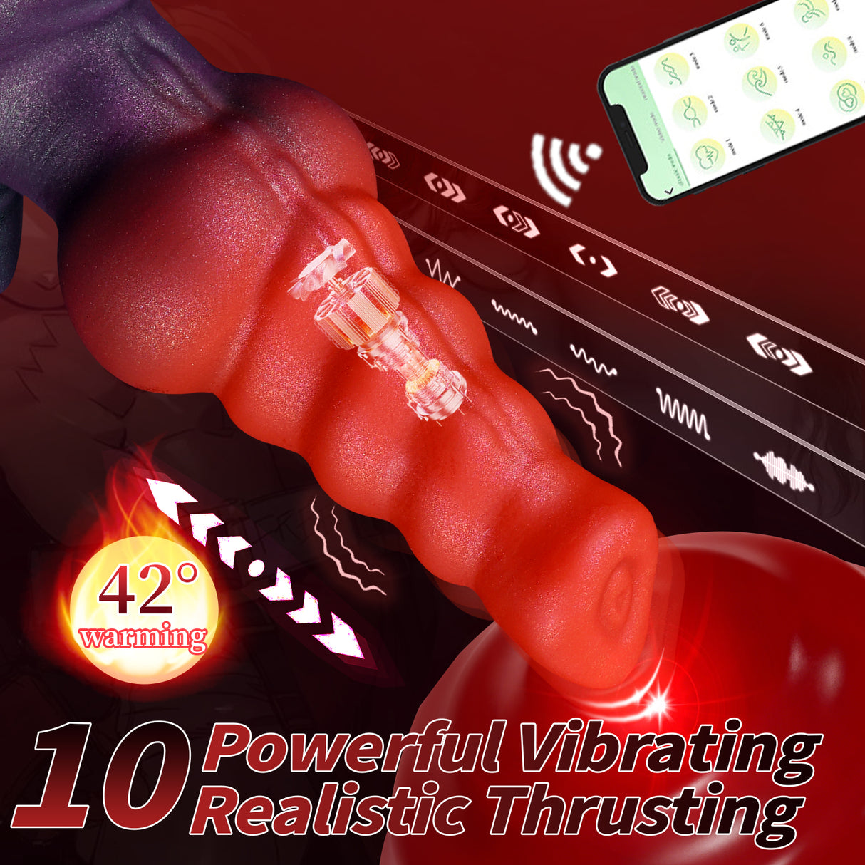 Large Vibrating Thrusting Dildo vibrator butt plug with APP control