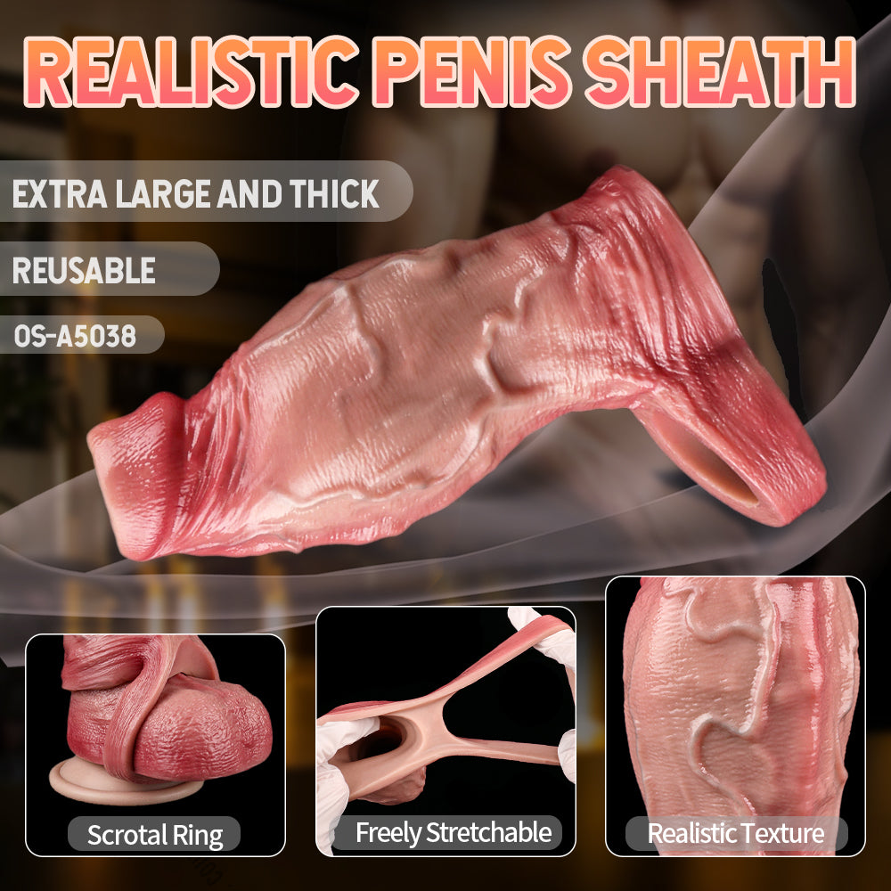FAAK5038 Mr. General Realistic Penis Sleeve Sheath Big Knots Girthy Cocksleeve Extender