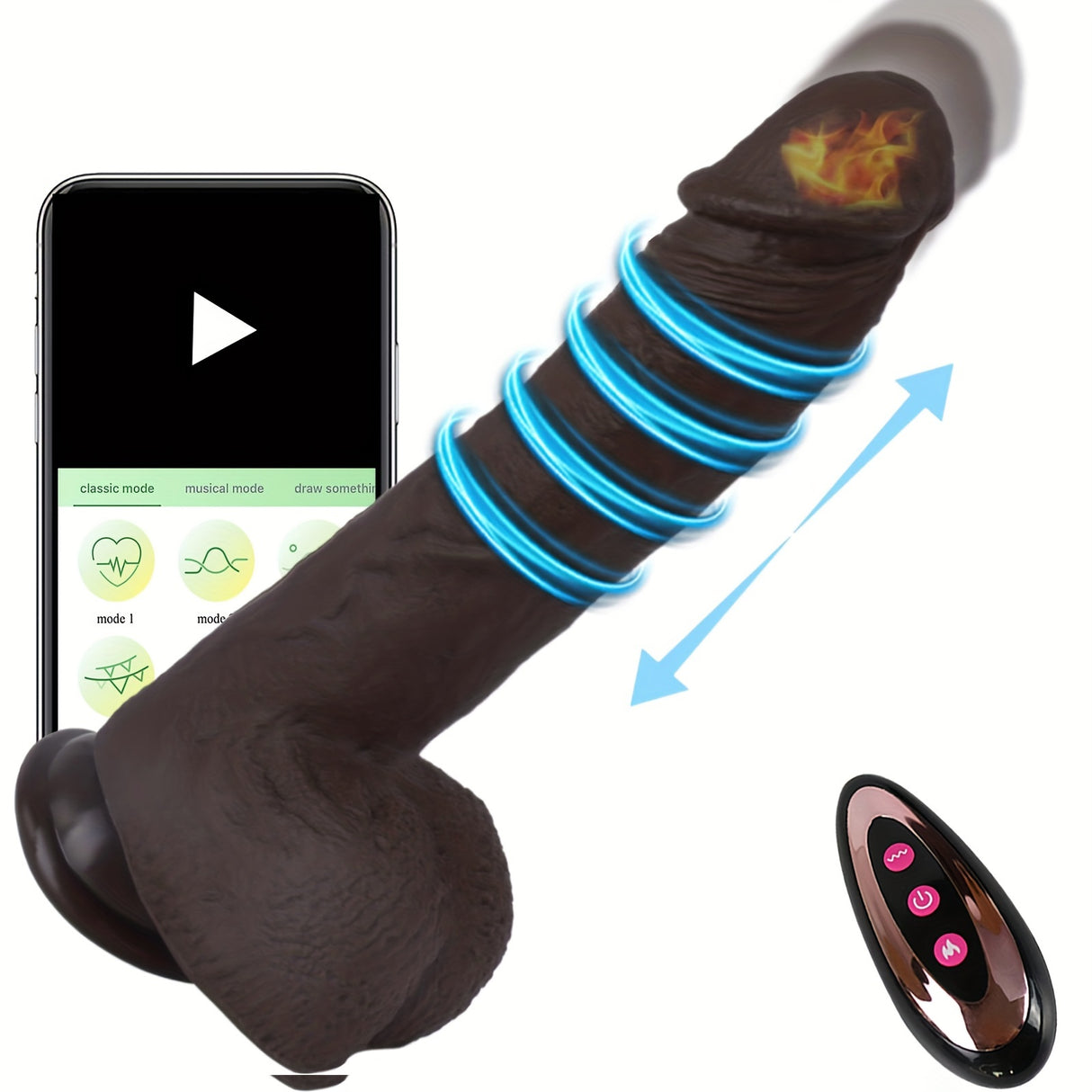 YIQU 21.84 Cm App Remote Control Vibrating Dildo With Rotation 10 Vibration