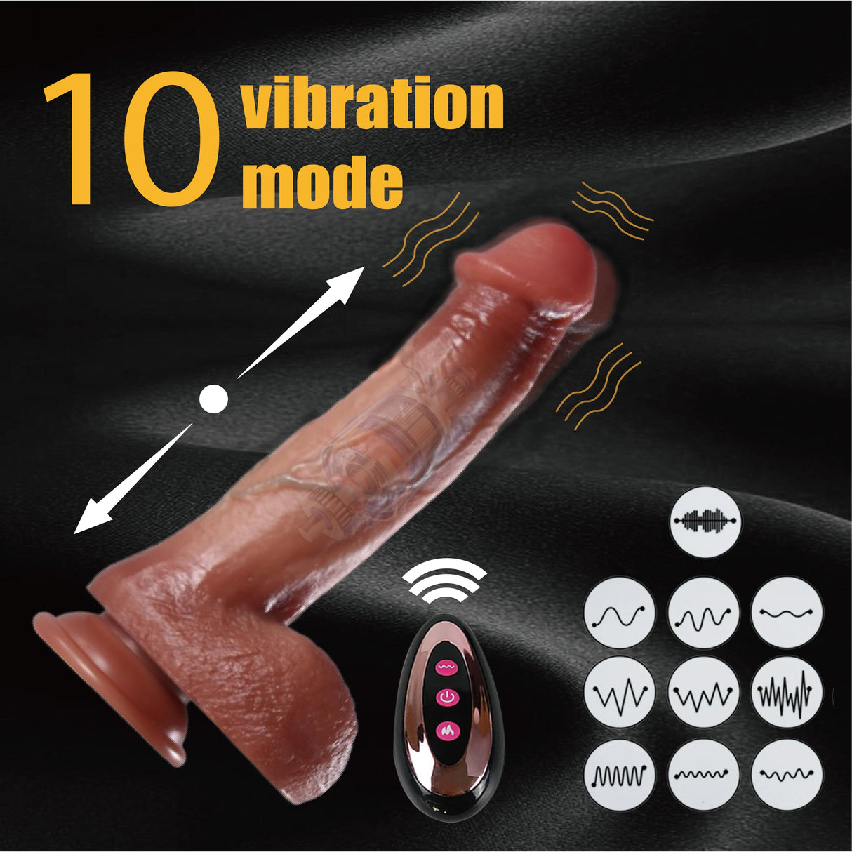 YIQU 21.84cm Realistic Brown 10 Telescopic Modes And 10 Vibratory Modes Penis