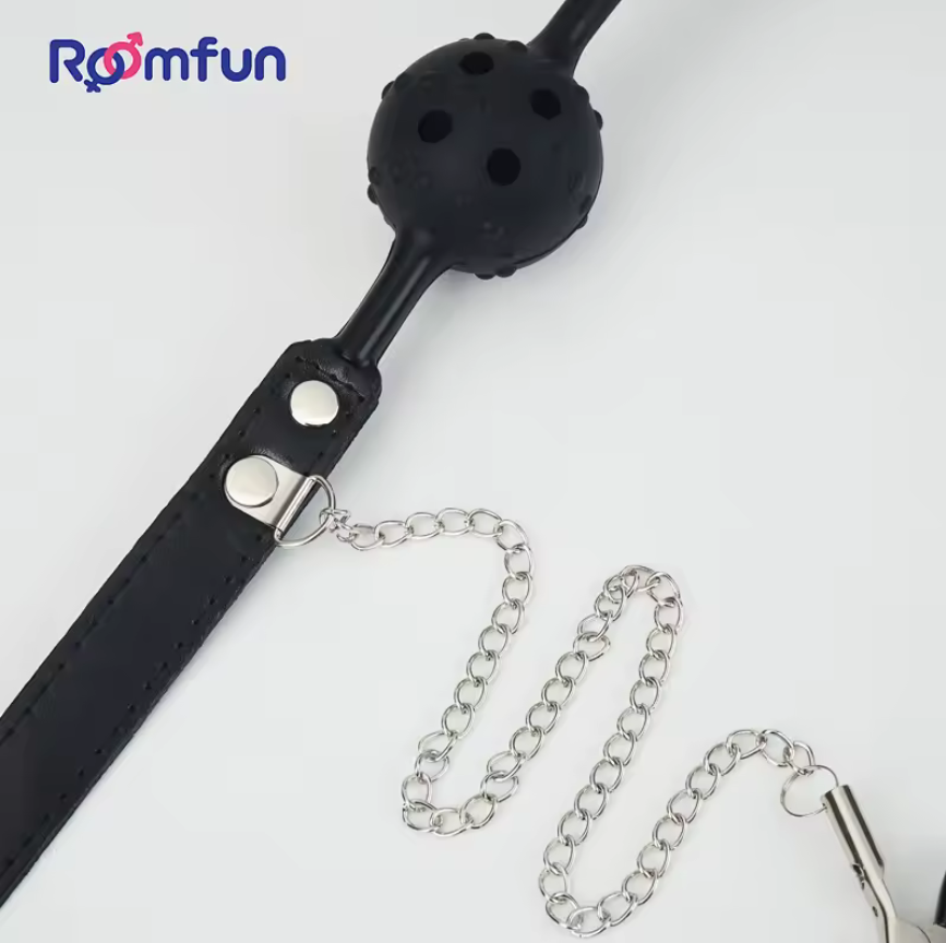 2024 New arrival ROOMFUN SM Flirting Ball Gag With Nipple Clamps