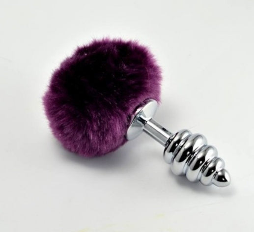 Spiral Pompon Metal Butt Plug