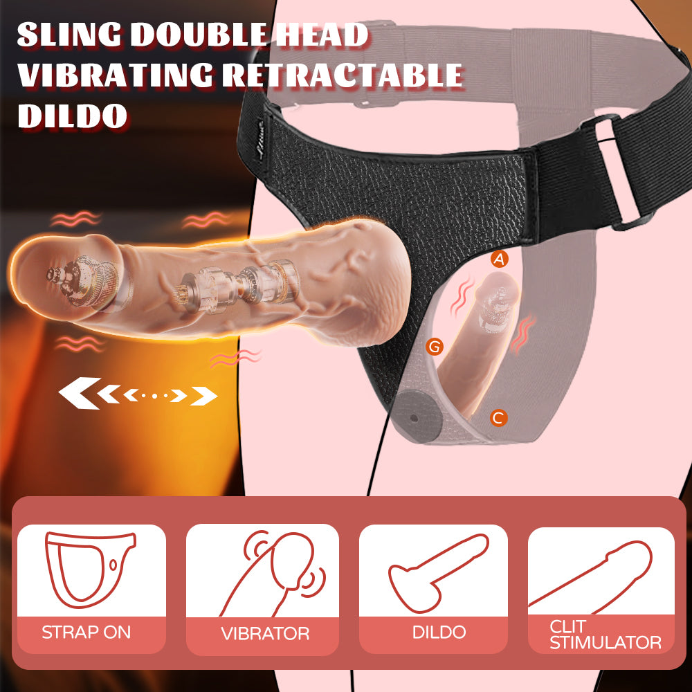 2025 Best Wearable Double Dildos with vibrating telescoping for lesbian