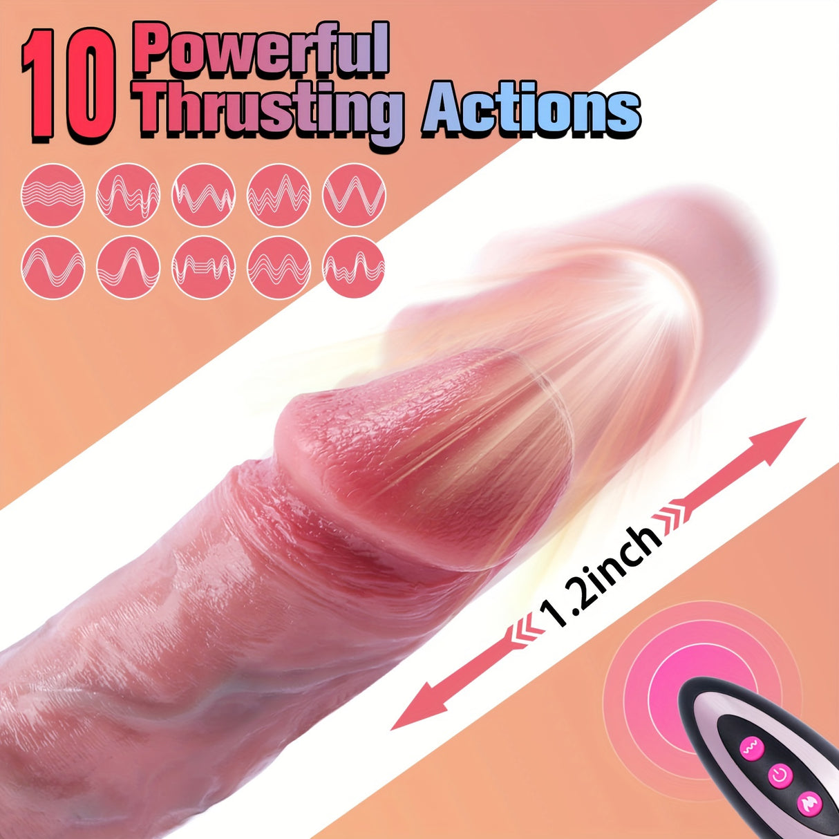 YIQU Realistic Penis G-spot Vaginal Silicone Dildo With 10 Vibrations 10 Telescopic