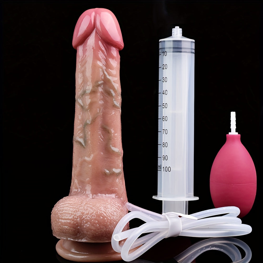 FAAK-S8004ZS Silicone Realistic Dildo Strap On Squirting Dildo With Suction Cup