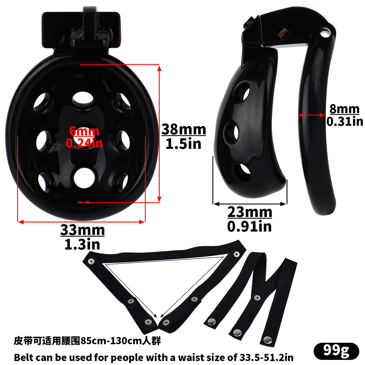 FAAK wearable ABS resin hollow chastity Cage with 4 rings.