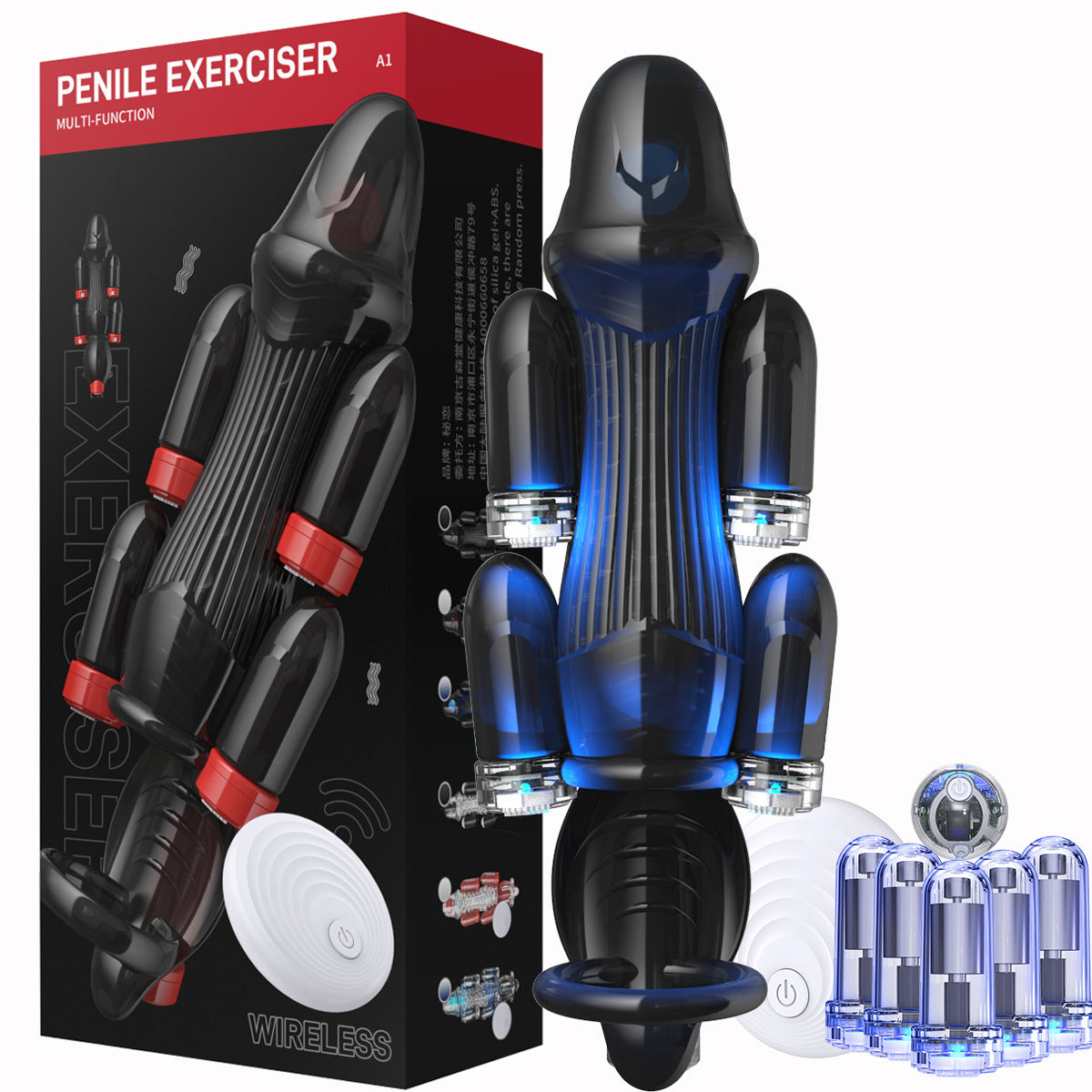 Penis Exerciser Glans Trainer with 6 Vibrators for Men Delay Enhance
