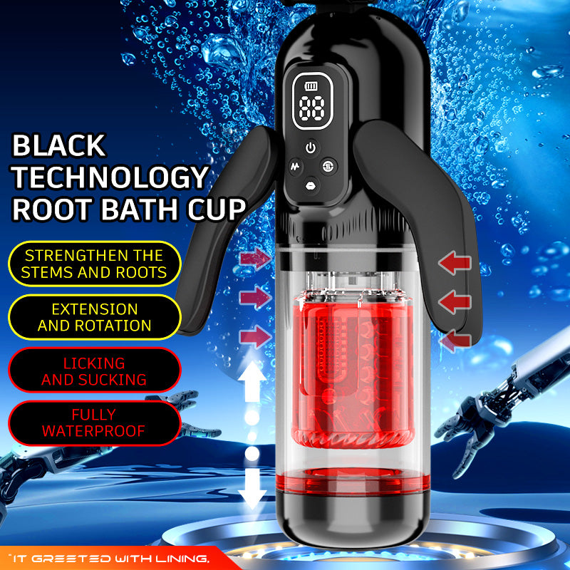 Multi-Frequency Vibration Male Penis Massaging Blowjob Cup - Dual Handle Rotating Masturbation Toys