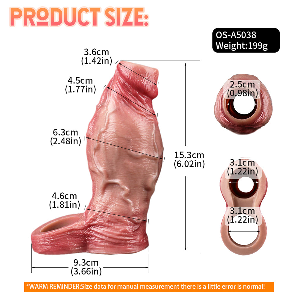 FAAK5038 Mr. General Realistic Penis Sleeve Sheath Big Knots Girthy Cocksleeve Extender