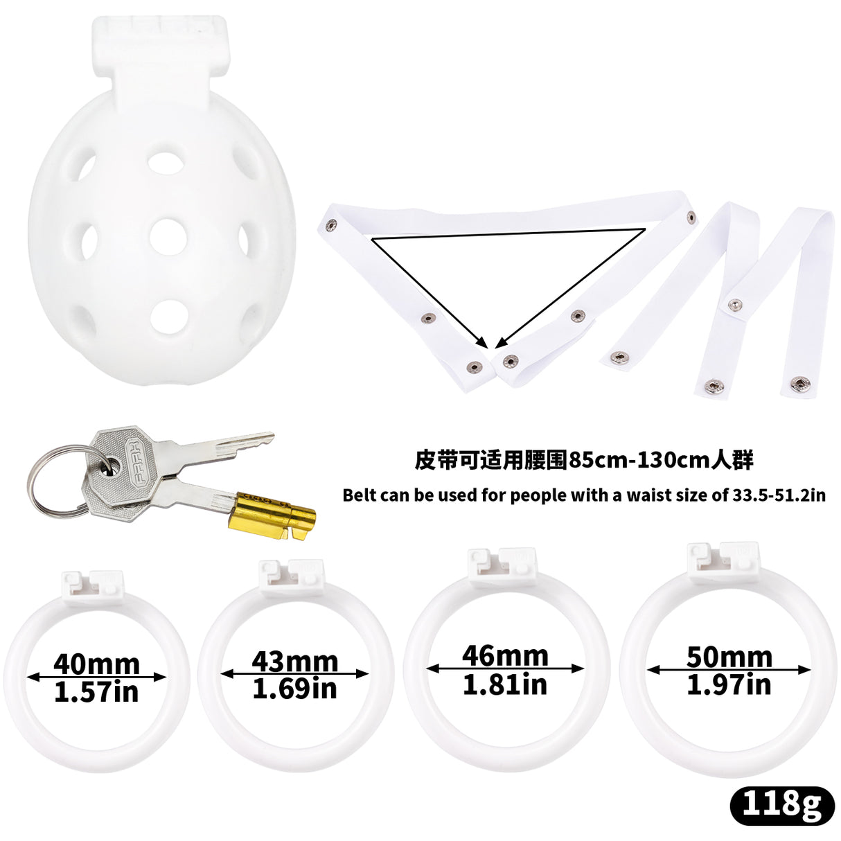 FAAK wearable ABS resin hollow chastity Cage with 4 rings.