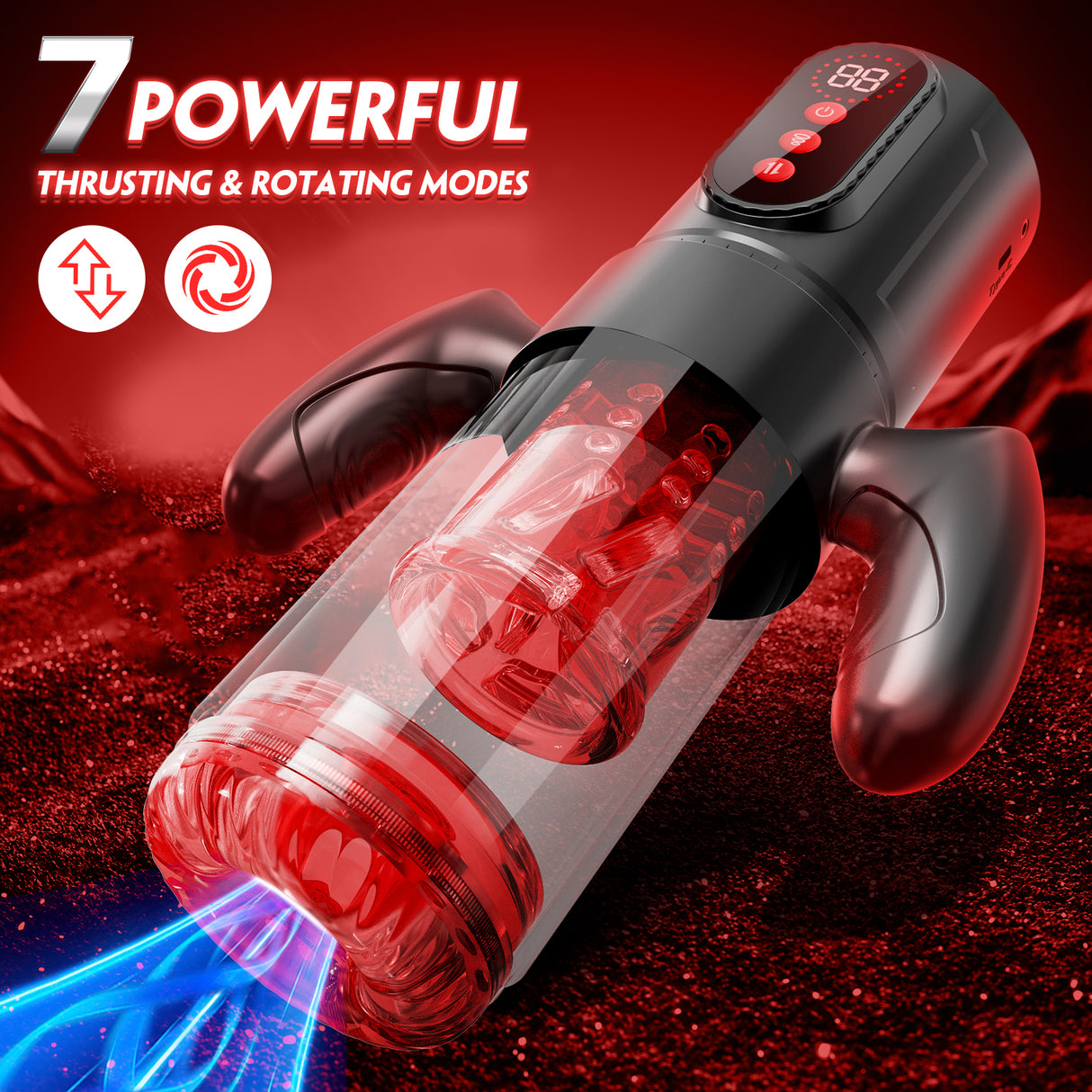 Male Handheld Pleasure Toy 7 Thrust Rotate 9 Suction Modes