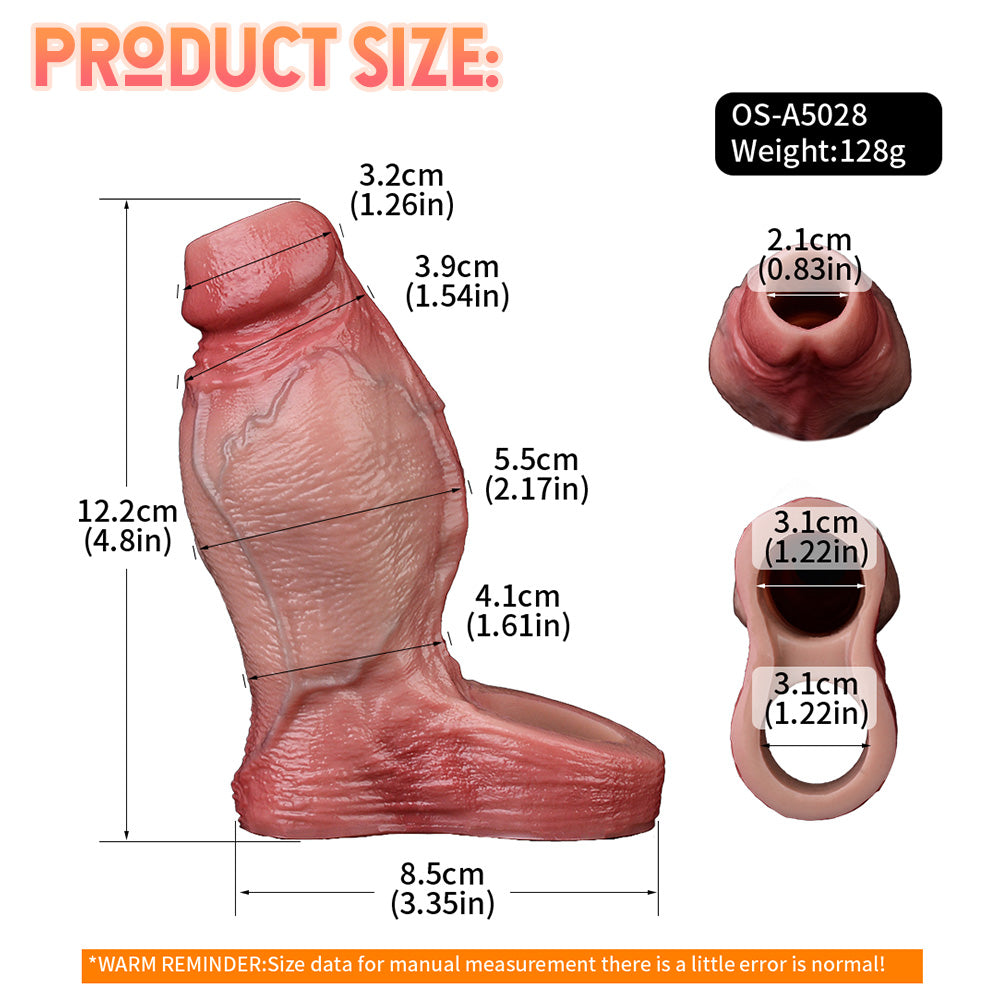 FAAK5028 Realistic Big Girthy Penis Sleeve Open end Cocksleeve Sheath Guys Jacking Off