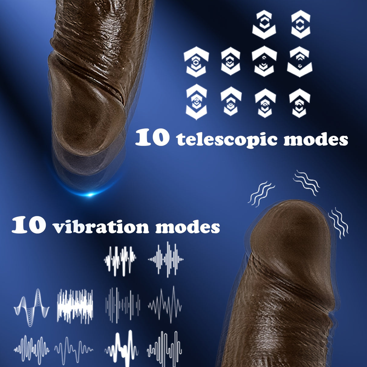 YIQU 21.84cm Thrusting Dildo Black App Remote Control Insertion Dildo