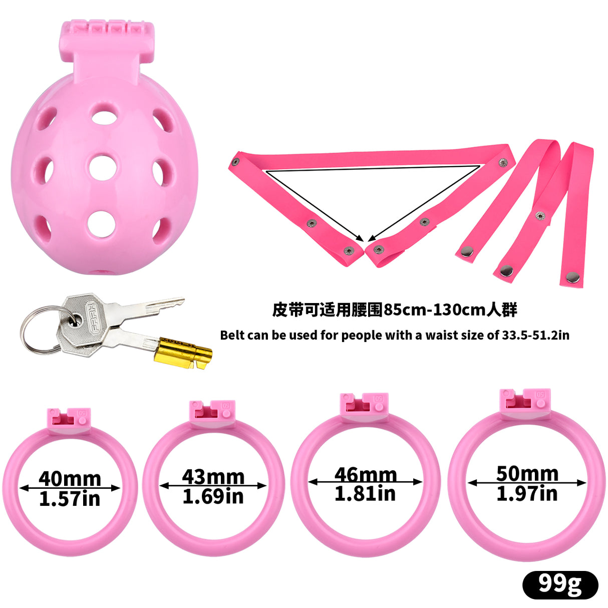 FAAK wearable ABS resin hollow chastity Cage with 4 rings.