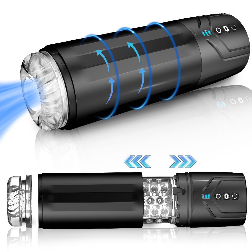 2 in 1 Rotating sucking stroker Blowjob Telescopic Male Masturbator