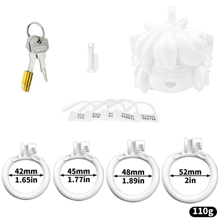 FRRK 3D Printed Anime Chastity Cage with 4 Rings and Strap