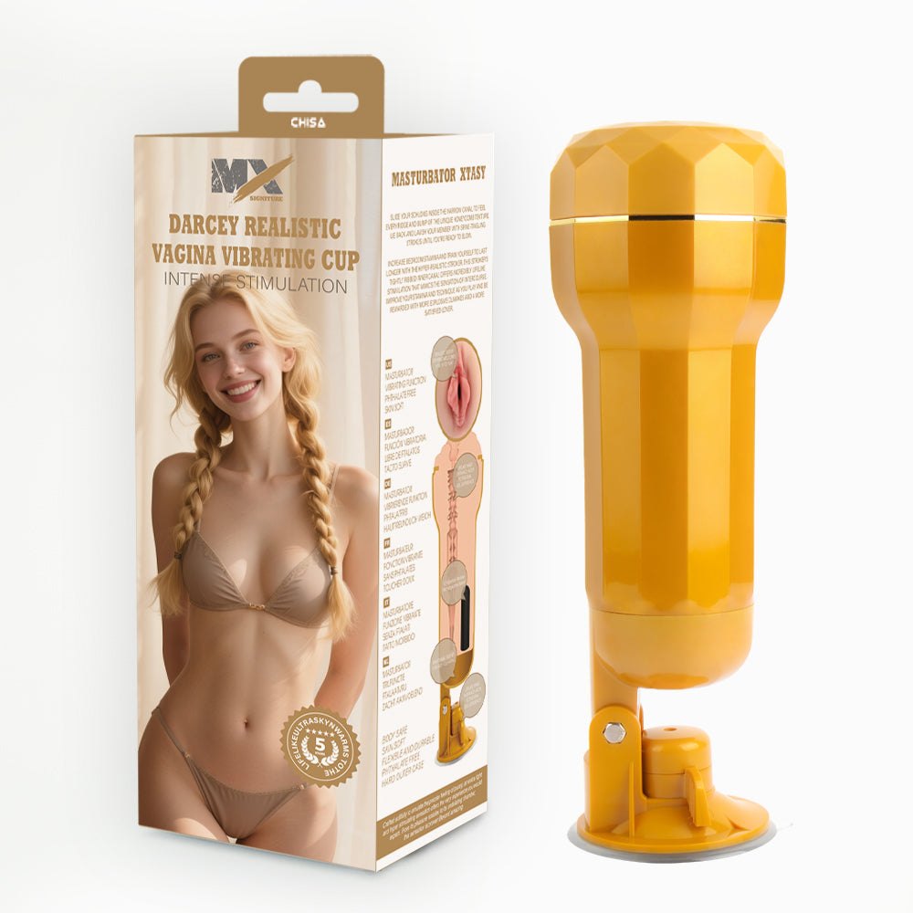 Darcey Realistic Vagina Cup auto vibrating male masturbation cup
