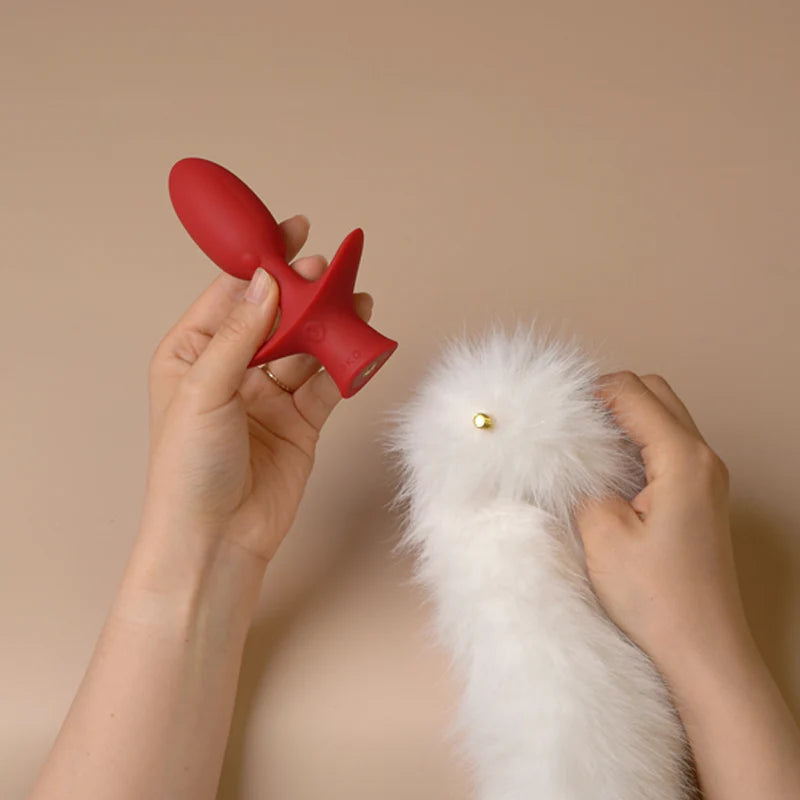 UPKO Remote control Swinging&Vibrating Anal Plug With Fox Fur Tail