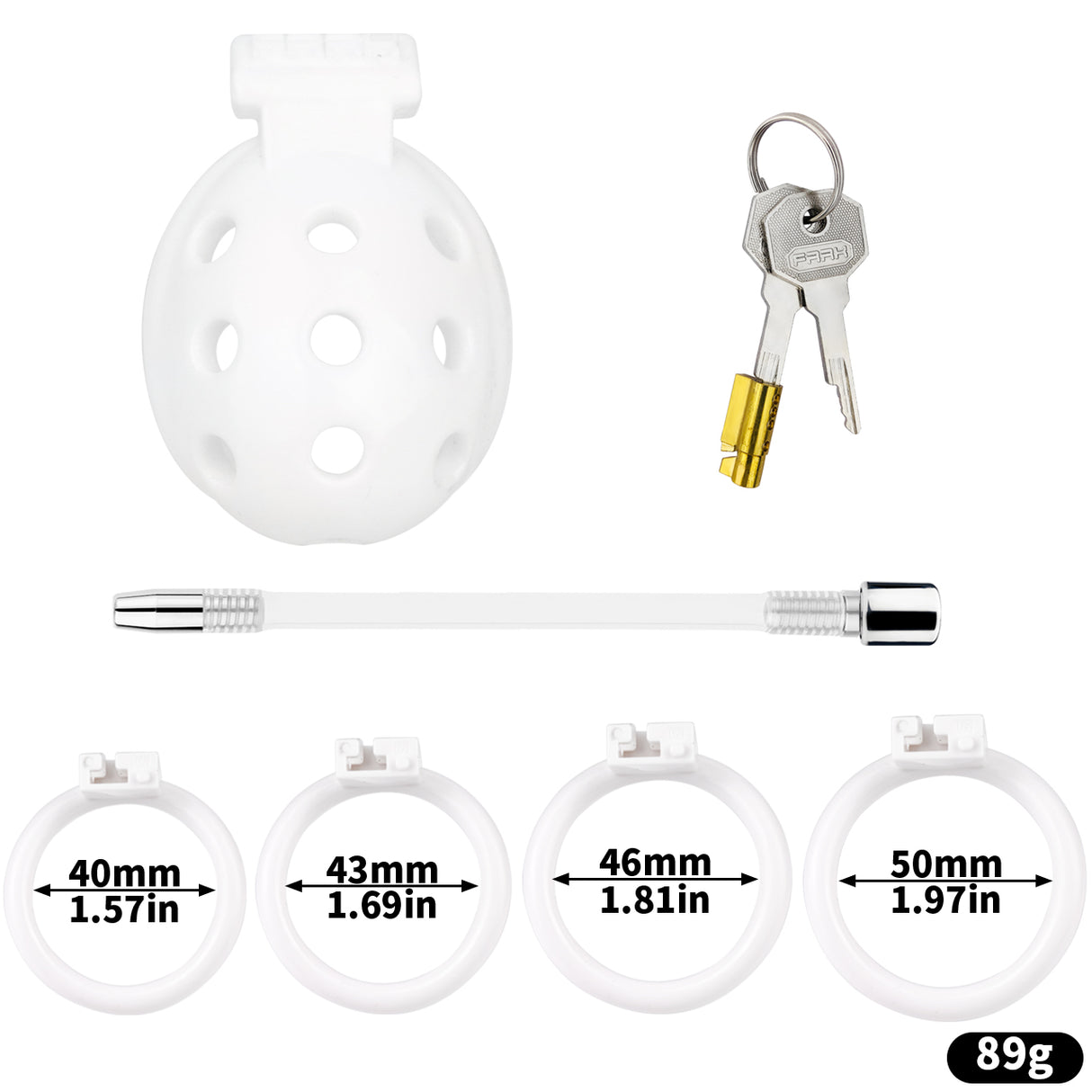 FAAK wearable ABS resin hollow chastity Cage with 4 rings.