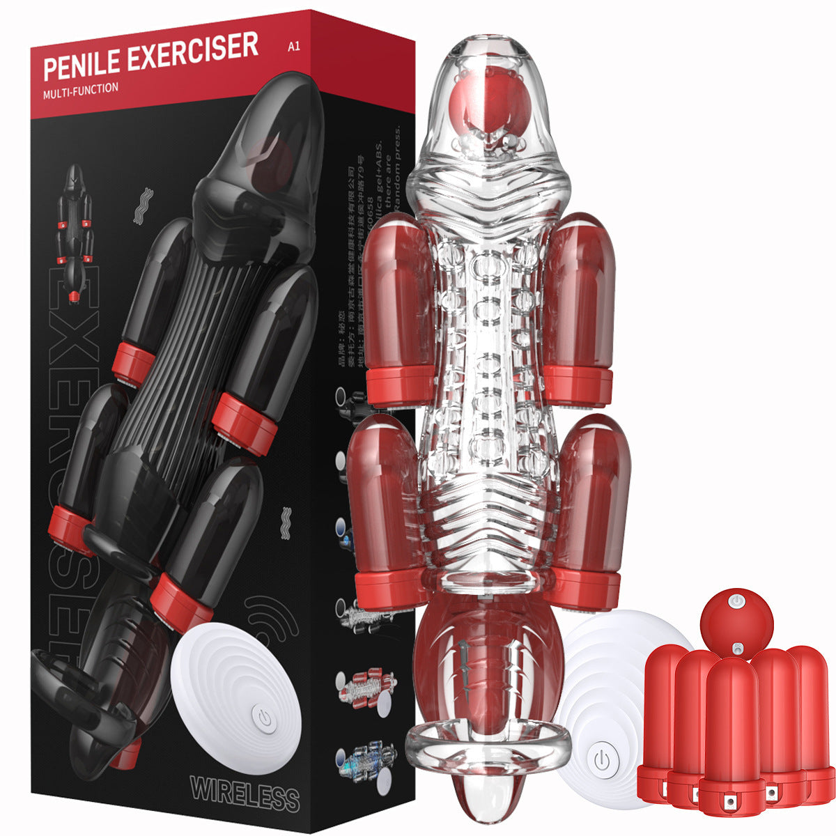 Penis Exerciser Glans Trainer with 6 Vibrators for Men Delay Enhance