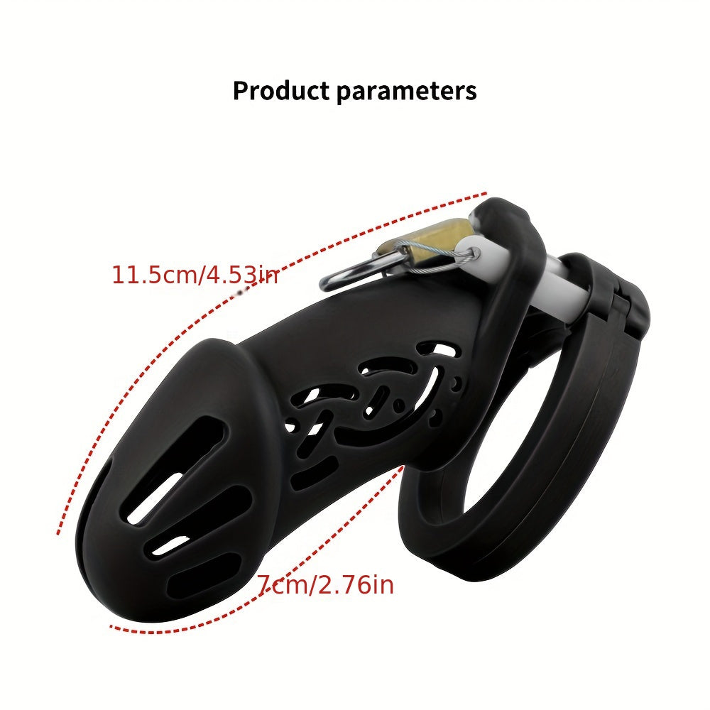 FRRK-113 Silicone Colorful Male Chastity Cage Device With 5 Penis Rings