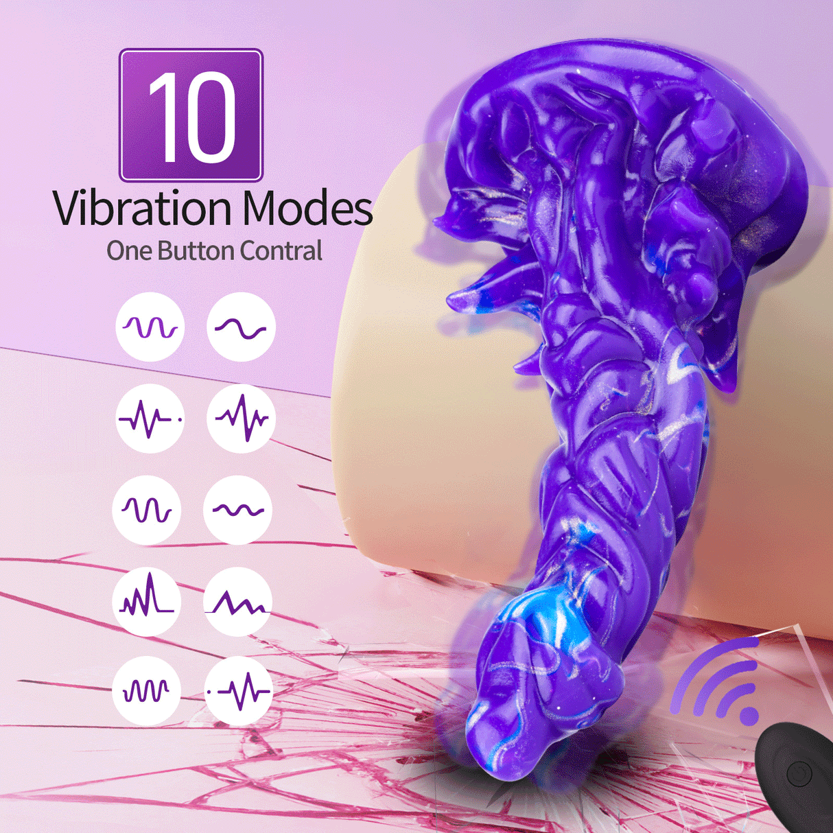 8 Inch One Button Control 10 Vibration Modes Alien Dildo Vibrator