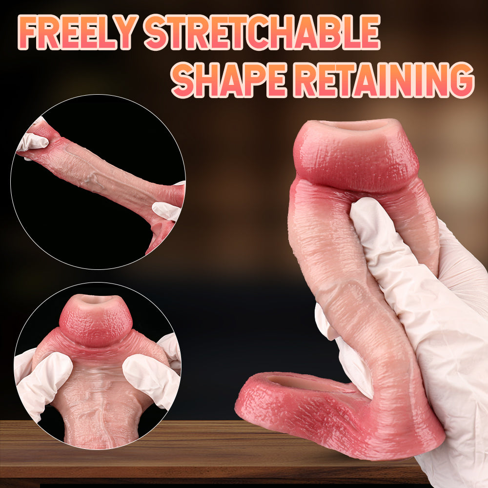 FAAK 5033 Big Girthy Realistic Cock Sleeve Hollow Penis Sheath Extender for Men