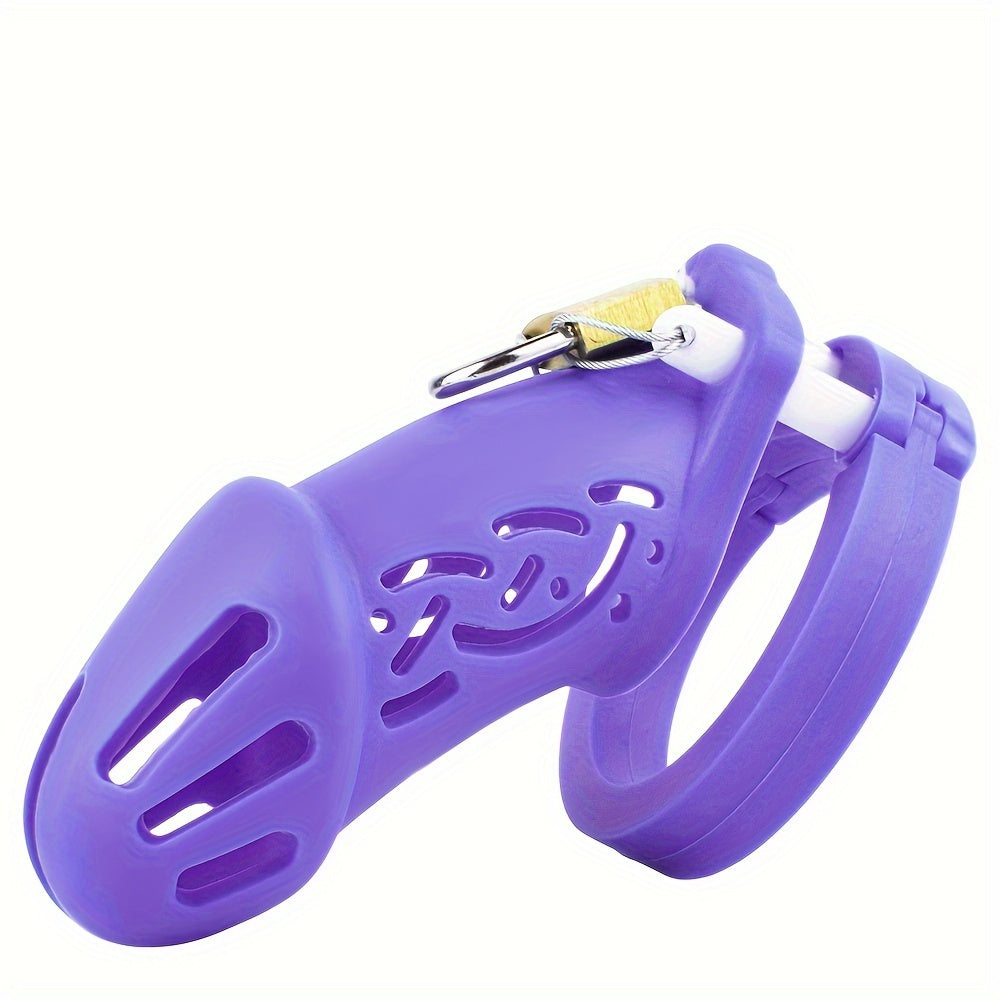 FRRK-113 Silicone Colorful Male Chastity Cage Device With 5 Penis Rings