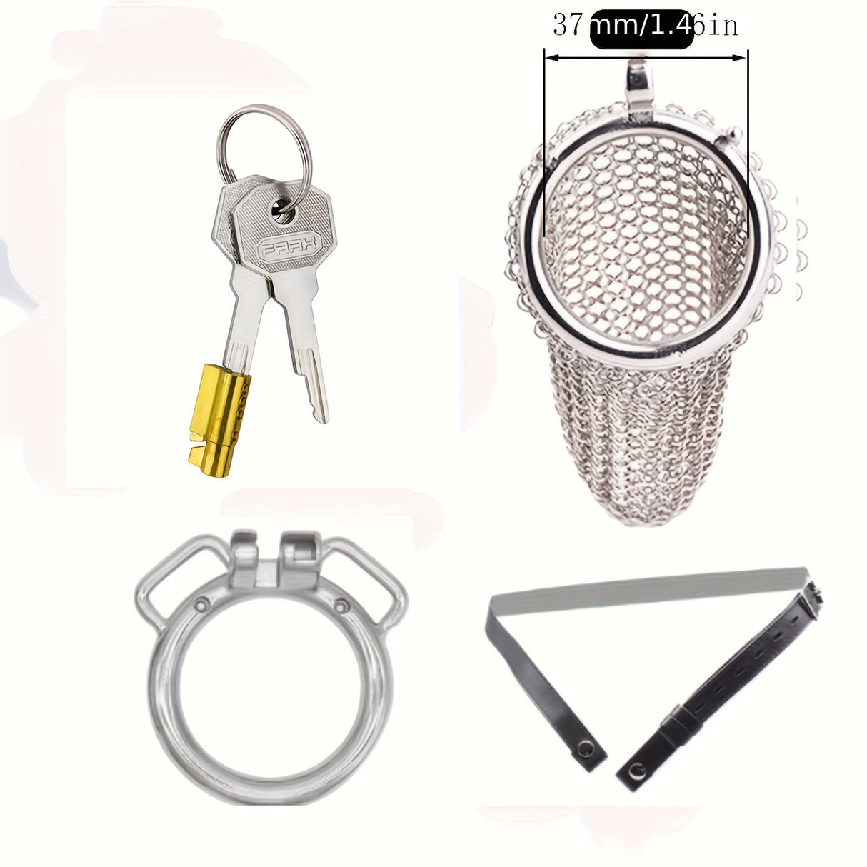 FRRK-196 Mesh Stainless Steel Male Chastity Cage Penis Cage Device