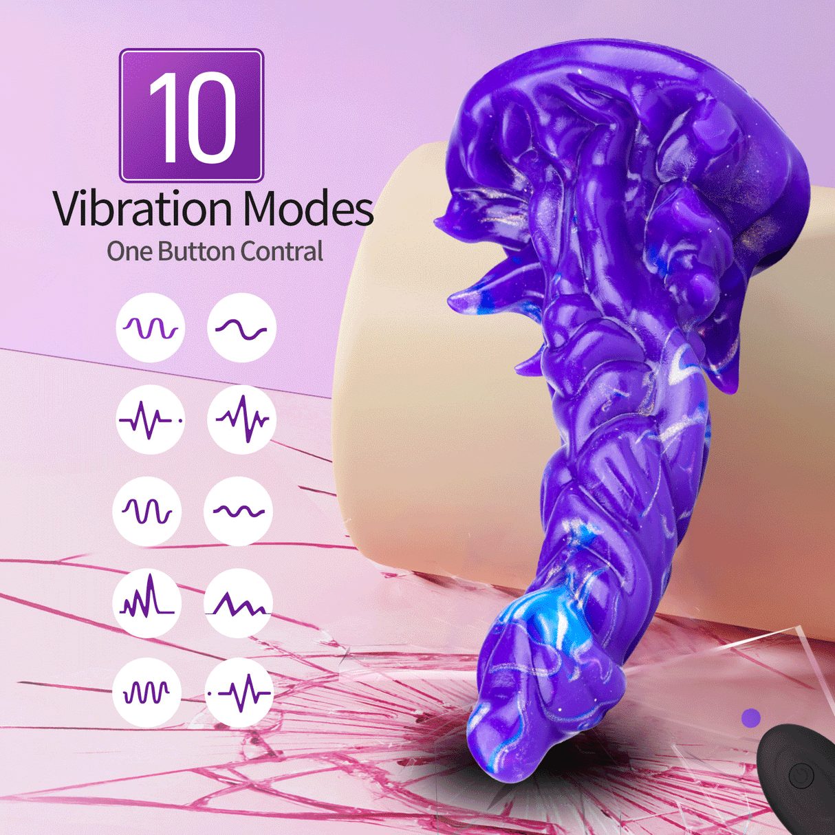 8 Inch One Button Control 10 Vibration Modes Alien Dildo Vibrator