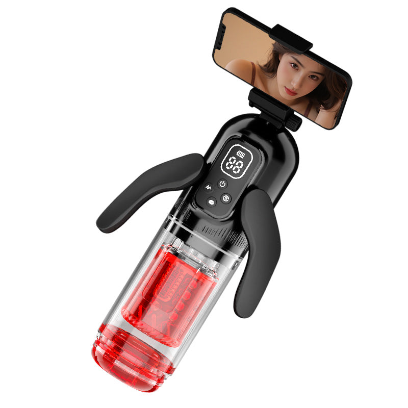 Multi-Frequency Vibration Male Penis Massaging Blowjob Cup - Dual Handle Rotating Masturbation Toys