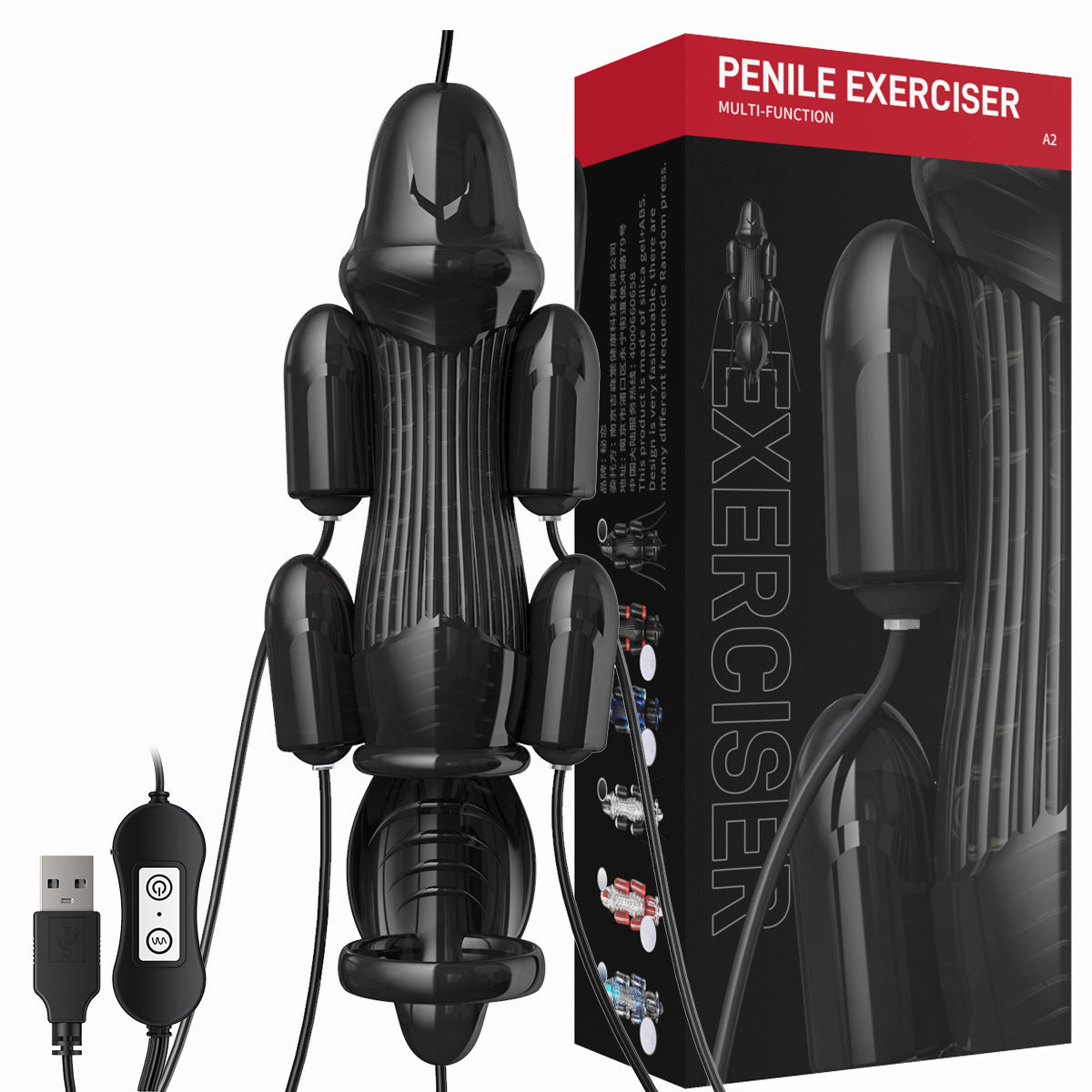 Penis Exerciser Glans Trainer with 6 Vibrators for Men Delay Enhance