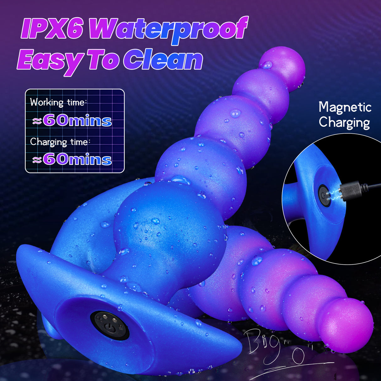 8.07 in New Anal Beads vibrator with remote control.