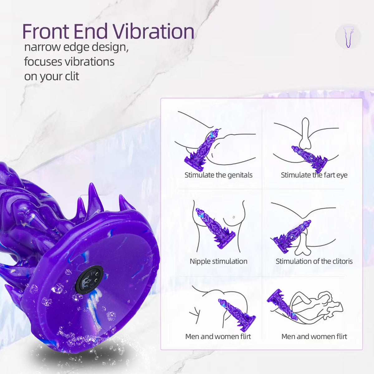8 Inch One Button Control 10 Vibration Modes Alien Dildo Vibrator