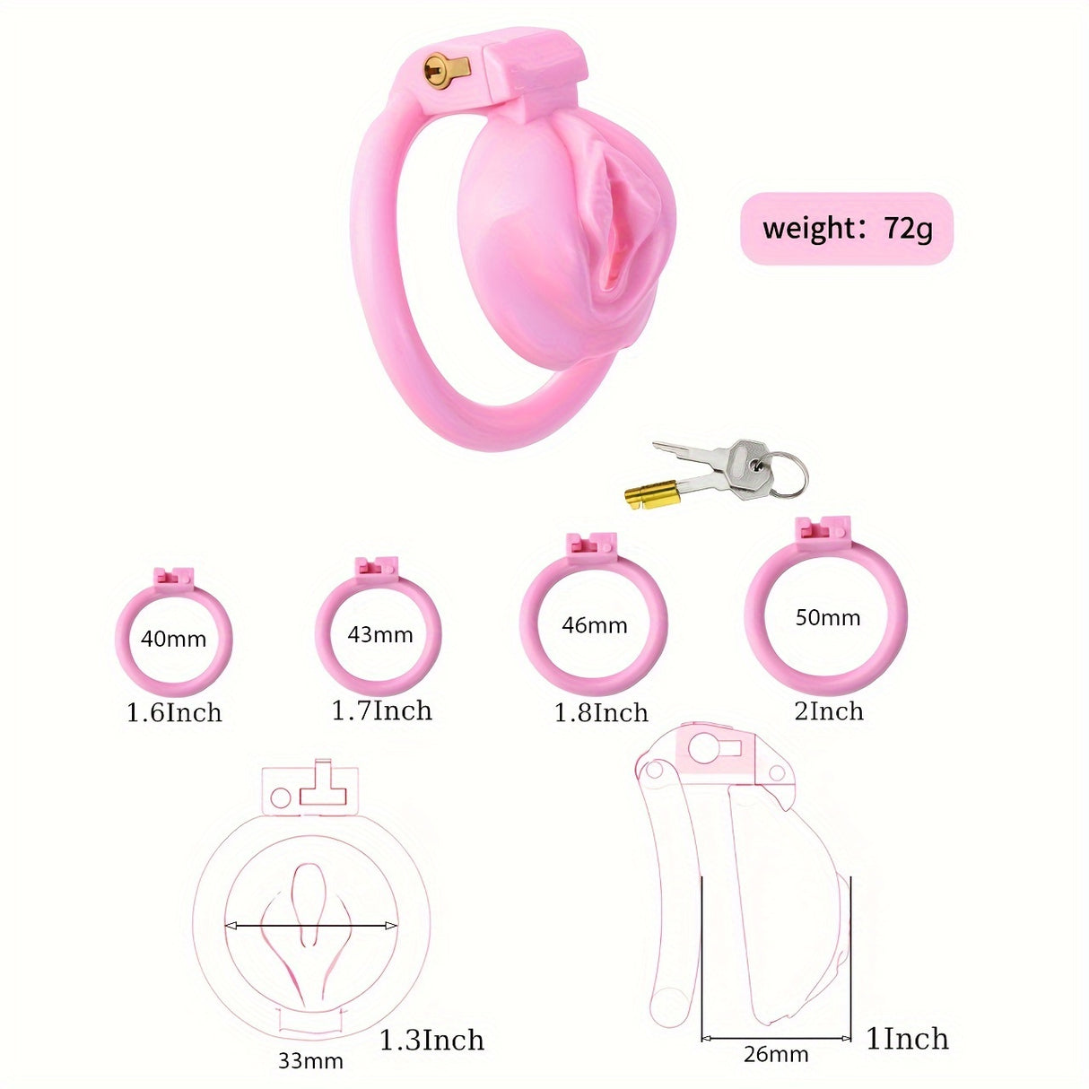 FRRK-185 Male Pink Resin Chastity Cages Device Penis Lock