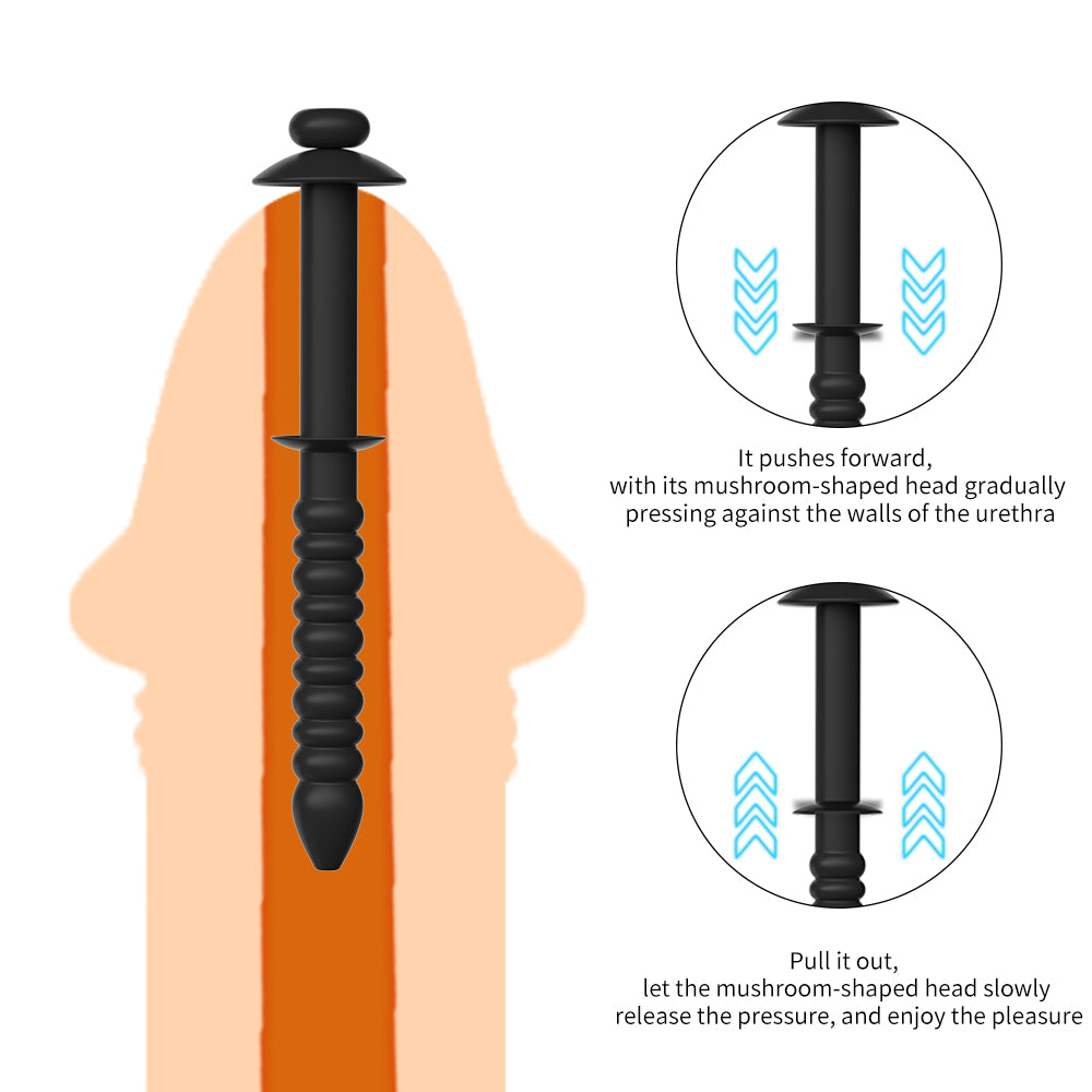 Mushroom-Head Gatheterization Rod Penis Plug for Men