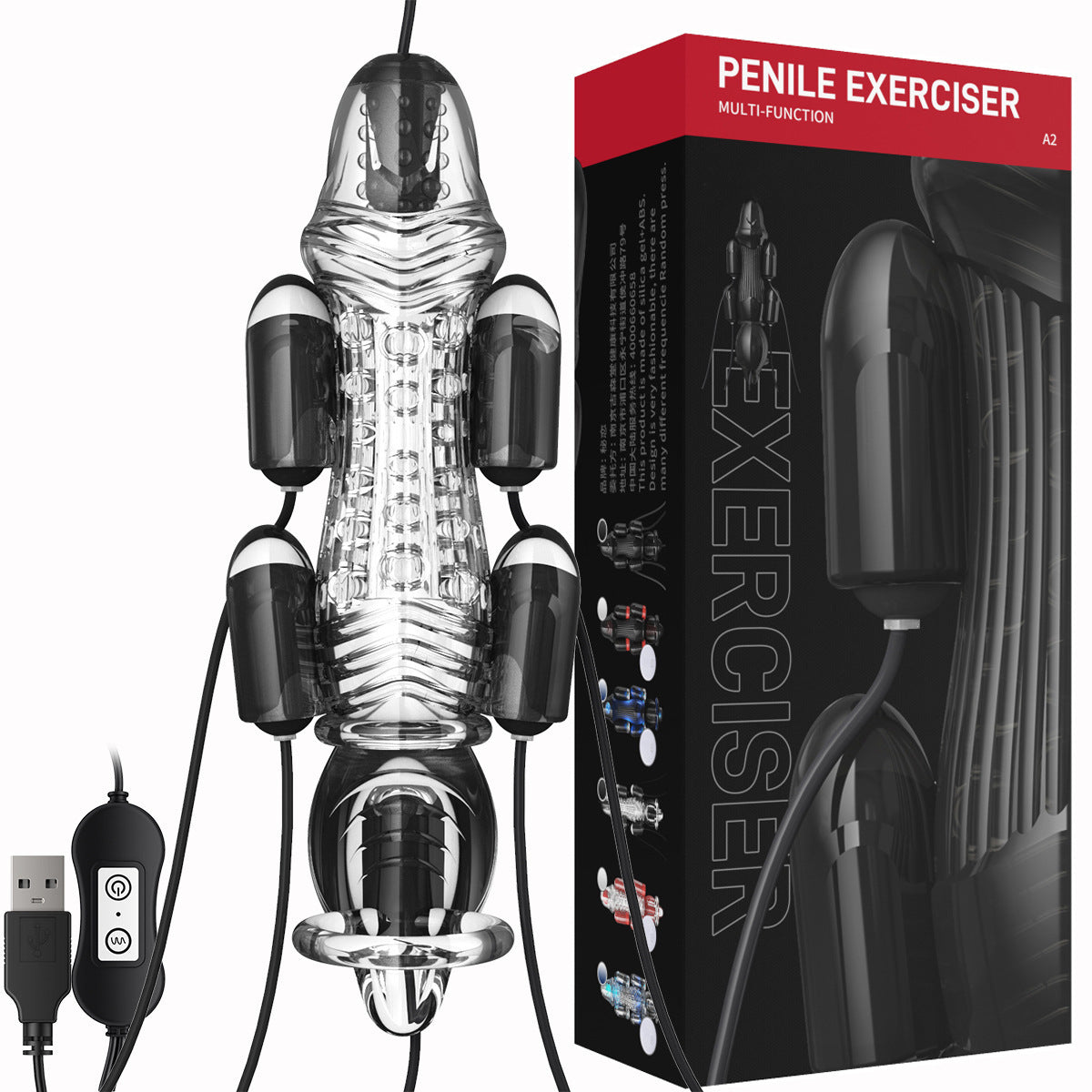 Penis Exerciser Glans Trainer with 6 Vibrators for Men Delay Enhance